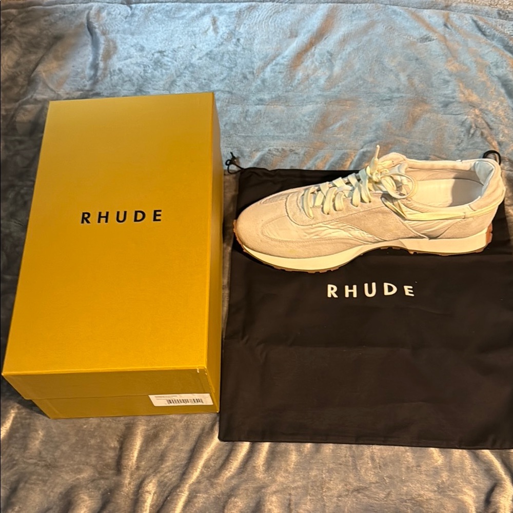 Rhude Gray & White Rhunner Sneakers NWB and Dust Bag